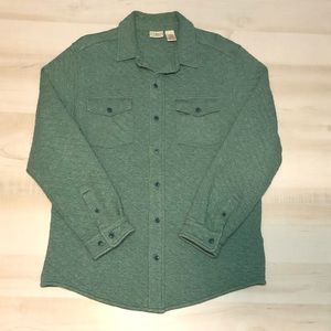 LL Bean Men's Quilted Button Front Shirt Jacket green size M